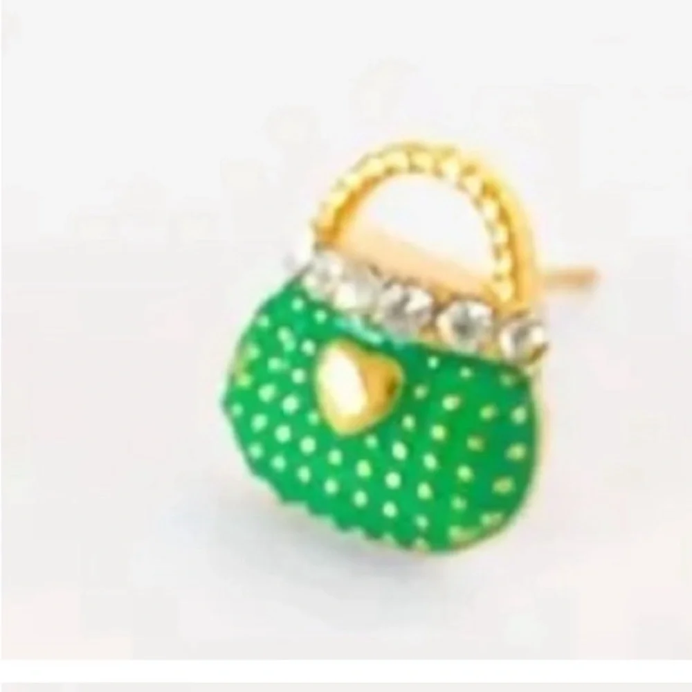 Green Rhinestone Purse and High Heel Earrings - Picture 3 of 3